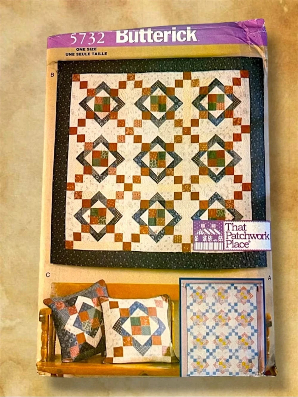 Lot of 2 Vintage Butterick Quilt Patterns Patchwork & Appliqué Uncut